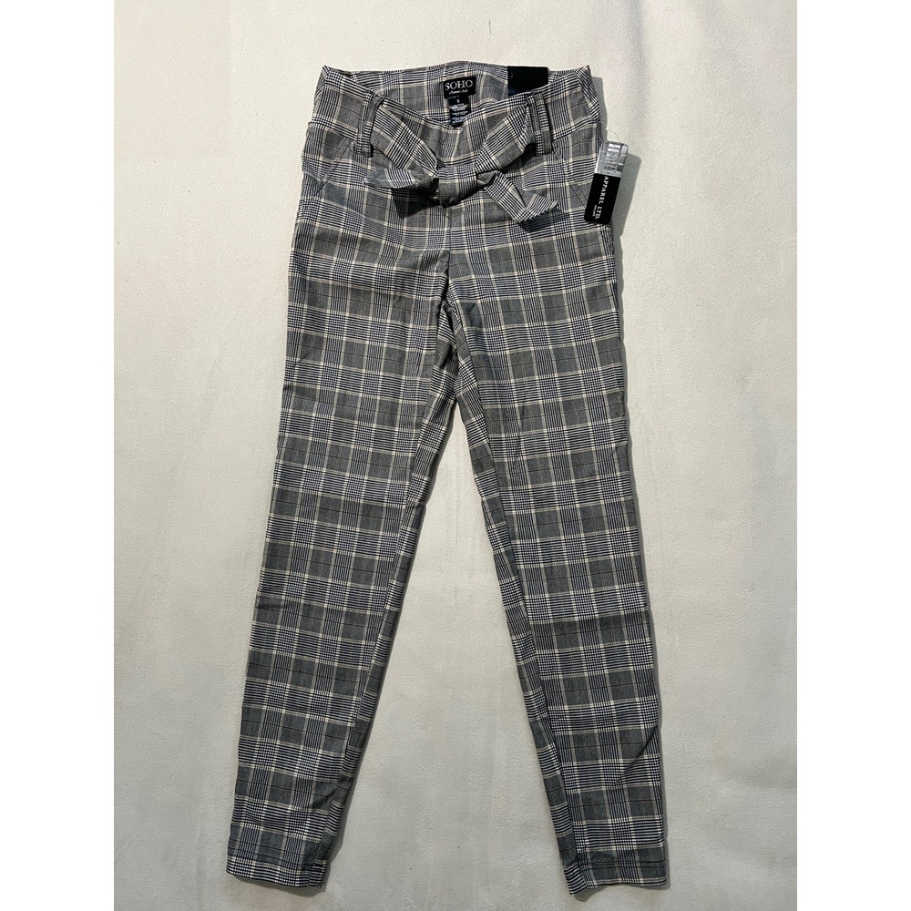 SOHO Apparel LTD Women Plaid Bow Waist Ankle Pants Size Small NWT